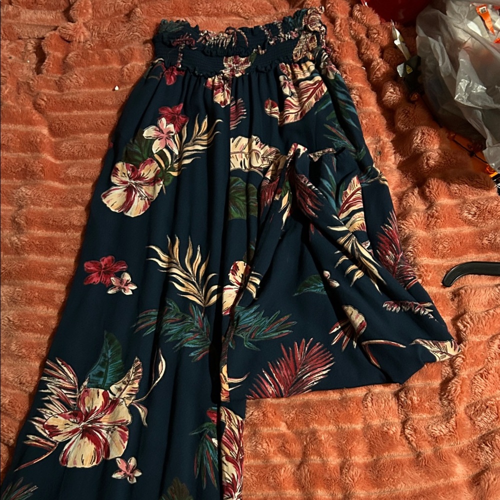 Floral Navy Parachute Pants